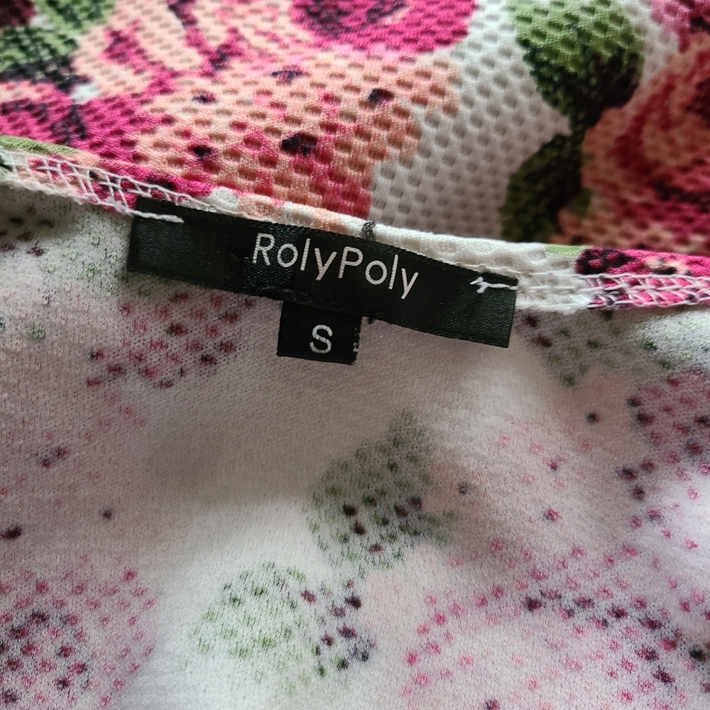 English Rose floral long sleeve zip front Top small, ROLYPOLY - Picture 7 of 7